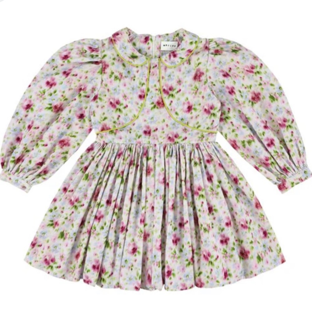 Morley Pink Floral Long-Sleeve Gathered Kids Dress